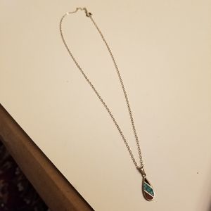 VTG VGUC Silver Necklace with Turquoise and Coral